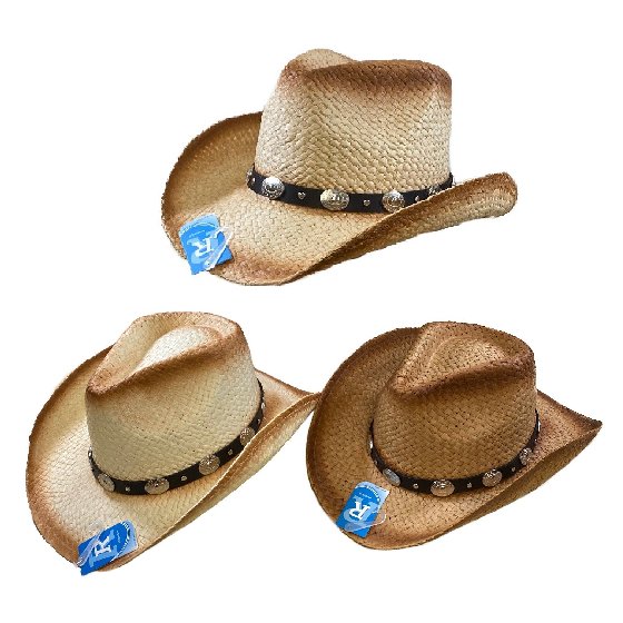 Classic Woven Cowboy HAT[Round Silver Medallions on Band]